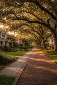 Tree-lined residential street in Winter Park Florida