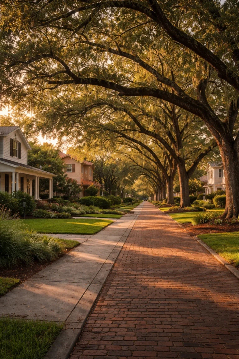 Tree-lined residential street in Winter Park Florida