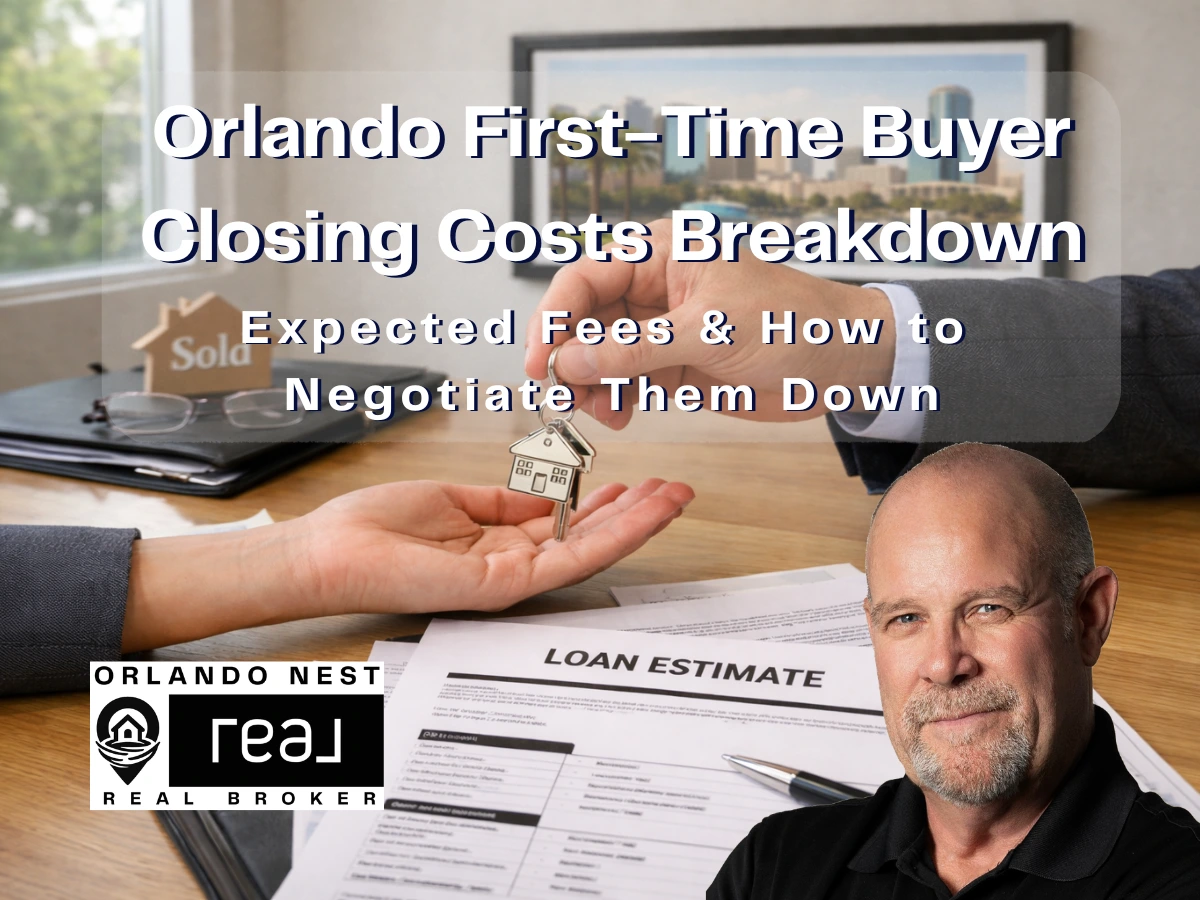 Orlando first-time buyer reviewing closing documents at a closing table