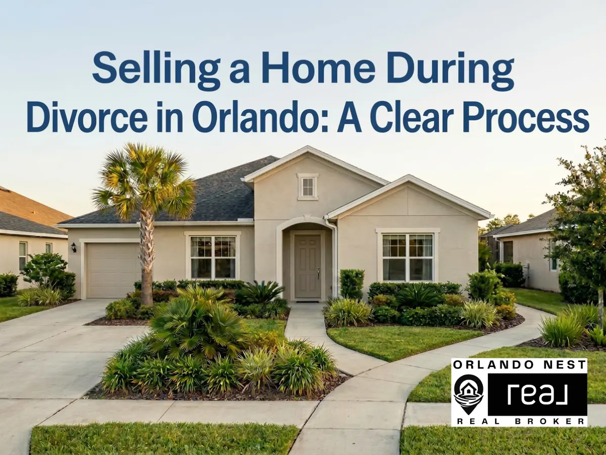 Orlando home exterior representing a divorce-related real estate sale with a calm, process-focused approach